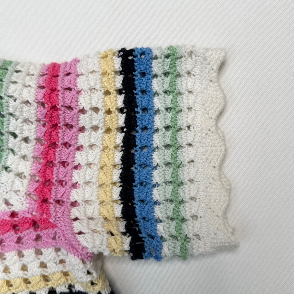 GAP Womens Rainbow Striped Cotton Crochet Small Top Open Knit Boho Summer - Picture 6 of 12